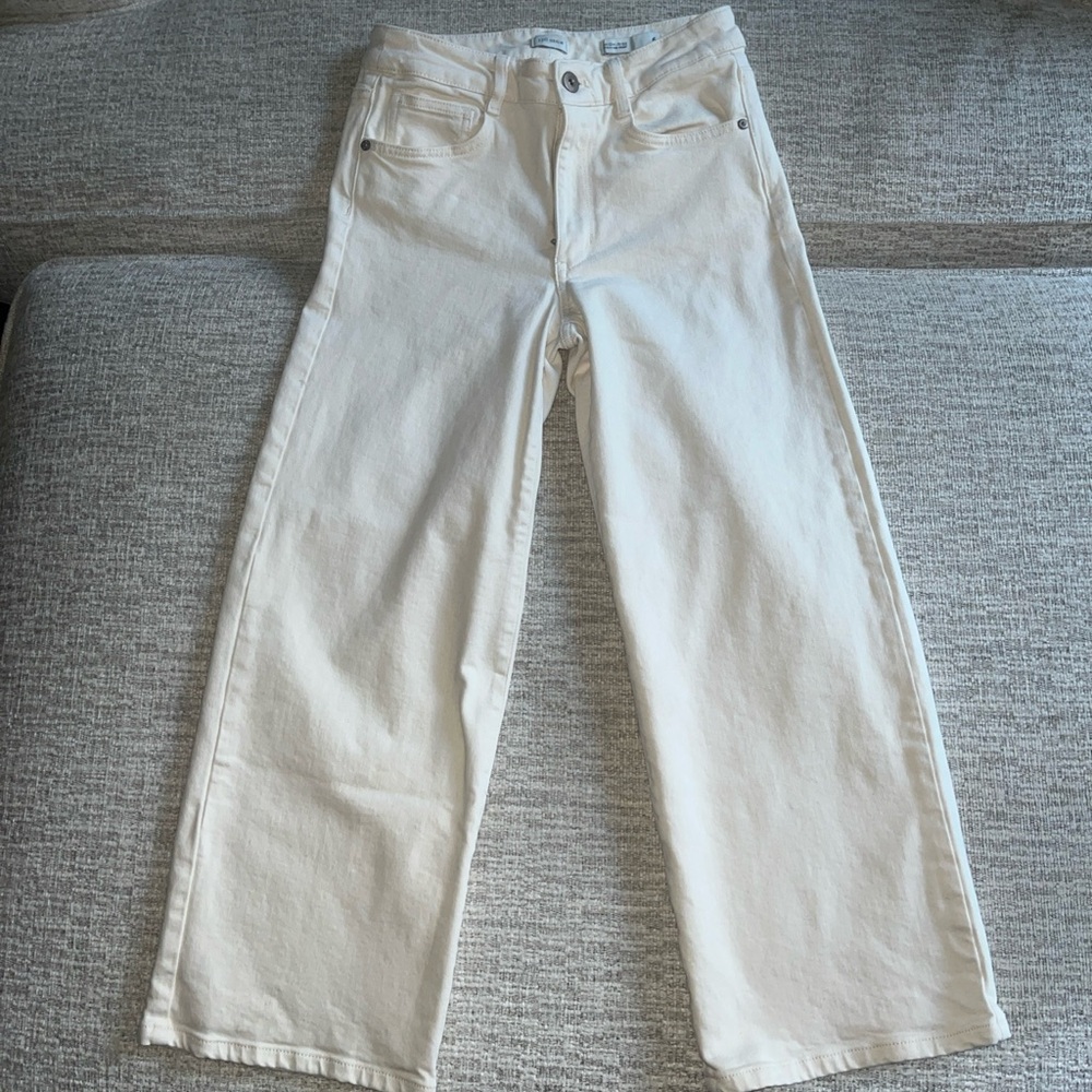 J. Jill off white stretch cotton/spandex wide leg jeans size 6 EUC